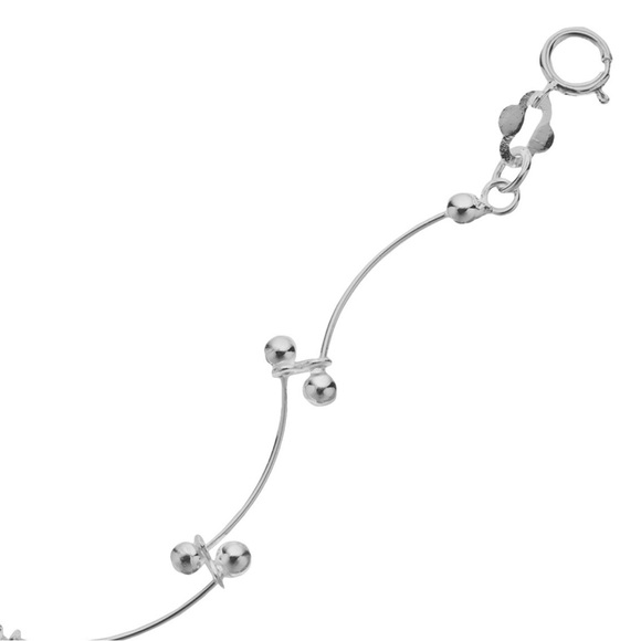 NWT Elegant Sterling Silver Beaded Scallop / Ball & Curve Bar Link Bracelet - Picture 2 of 7